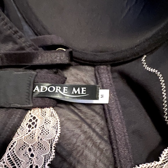 Adore Me Pink and Black Lace Lingerie - Picture 2 of 5